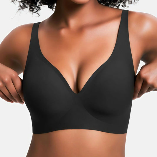 Nahtloser, kabelloser Push-up-Bralette für Damen | BH mit tiefem V-Ausschnitt und glatten Cups | 9 Farben, einschließlich Leopardenmuster
