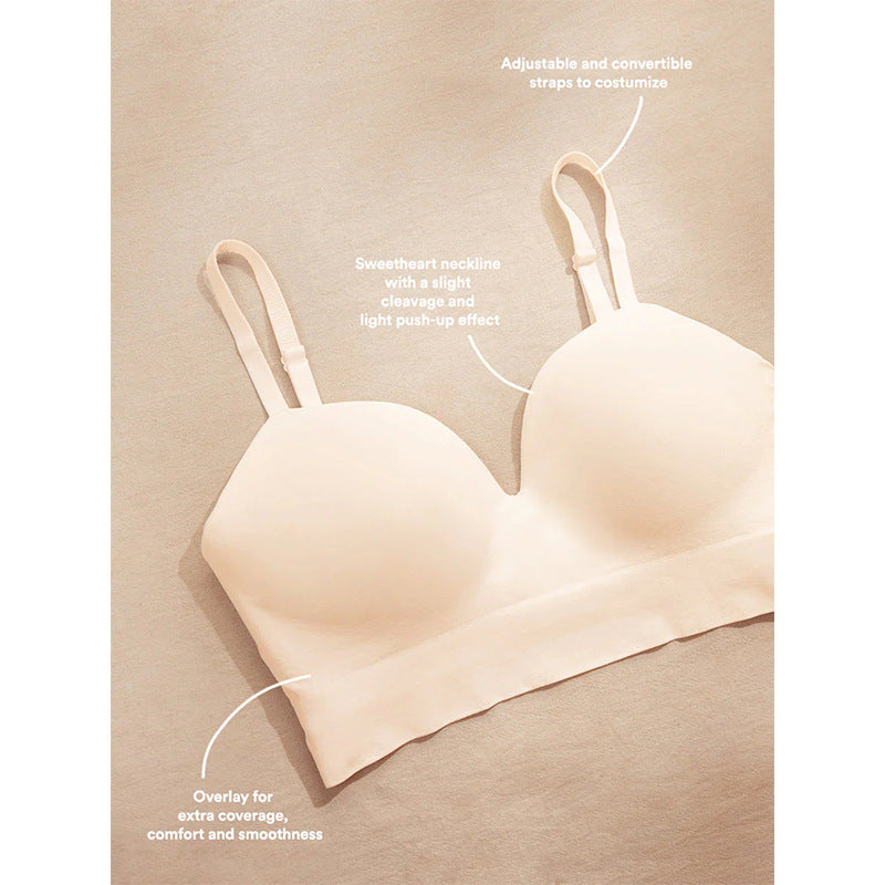 Seamless Wireless Push Up Bra | Women's Smooth V-Shape Comfort Bralette with Adjustable Straps
