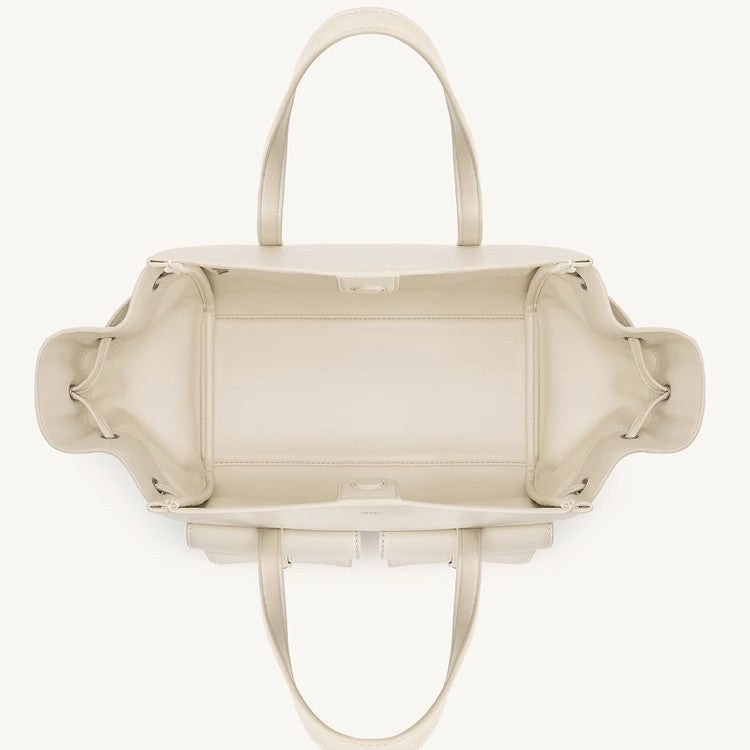 JW PEI Linda Genuine Leather Shoulder Tote Bag Camel Beige Tote Bag with Front Pockets | Wing Tote Shoulder Bag Leather