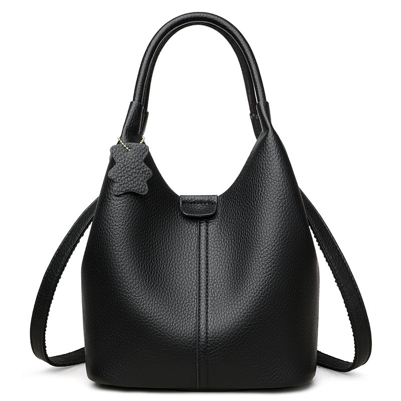 Black Pebbled Leather Hobo Bag with Crossbody Strap | Soft Slouchy Shoulder Tote