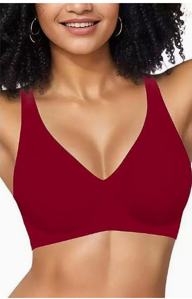 Black Wireless Bralette for Women -  Seamless Comfort Bra with Deep V Neckline & No Underwire Support
