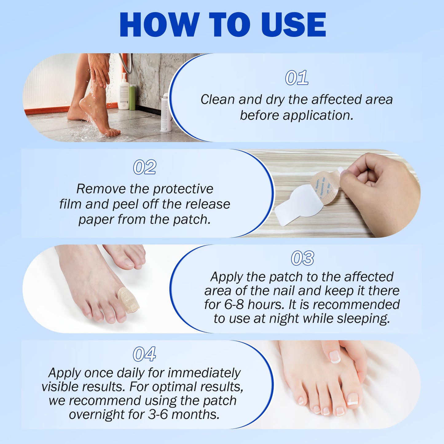 ELAIMEI Fungal Nail Patches | 21-Pack Overnight Hydrogel Nail Repair Treatment | Anti-Fungal Toenail Restoration Patches