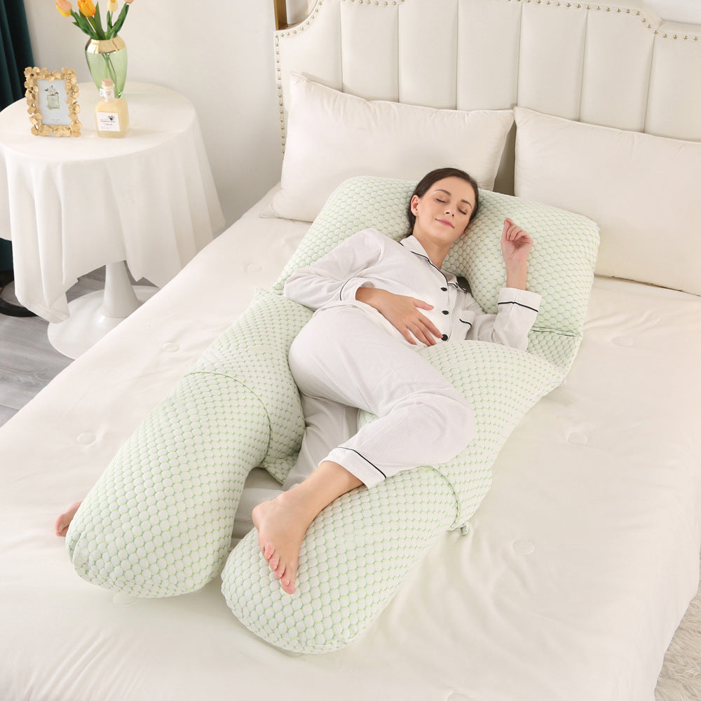 G-Shape Full Body Pregnancy Pillow | Honeycomb Cooling Maternity Pillow with Head Support | Total Belly Back Hip Knee Side Sleeper Cushion | Sage Green