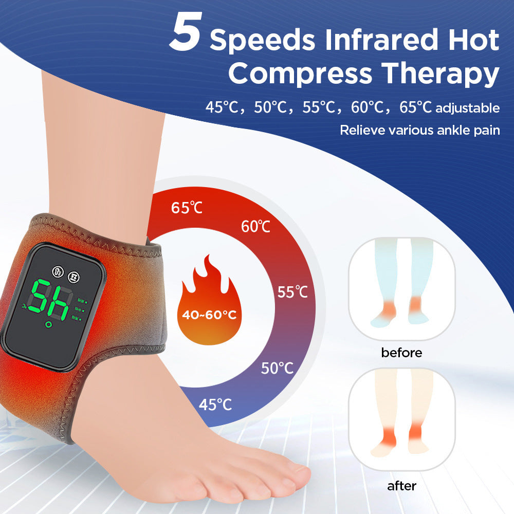 Heated Ankle Massager with LED Display | Electric Soothing Muscle Massager Wrap | Vibration & Heat Therapy for Ankle Pain Relief