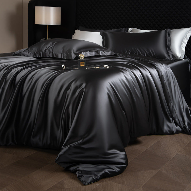 Luxury Black Satin Bedding Set | Silky Smooth Duvet Cover with Pillowcases - Queen & King