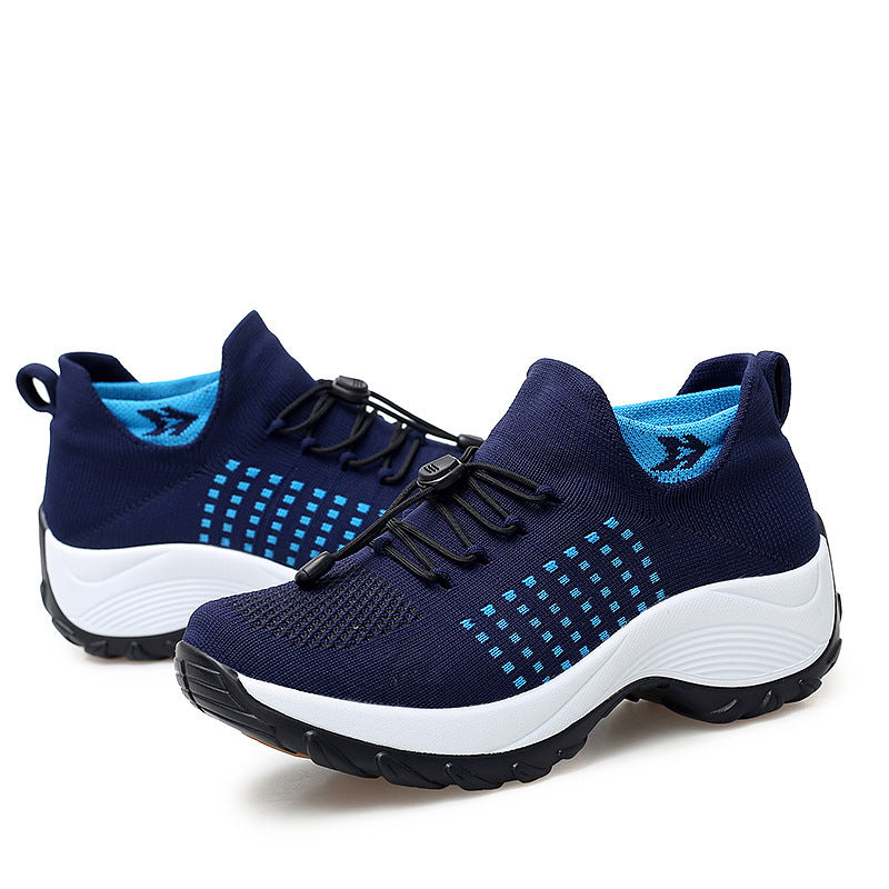 Women's Black Purple Platform Sneakers | Breathable Knit Sock Shoes | Chunky Sole Ladies Running Walking Trainers