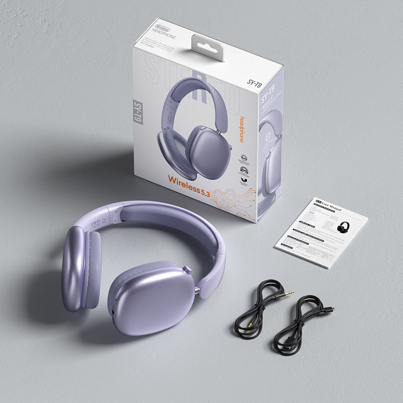 Wireless Bluetooth Over-Ear Headphones 6D Immersive Stereo Sound Foldable On-Ear Headset with Wired Mode USB Charging Cable Mic for Music Gaming Travel School - SY-T4