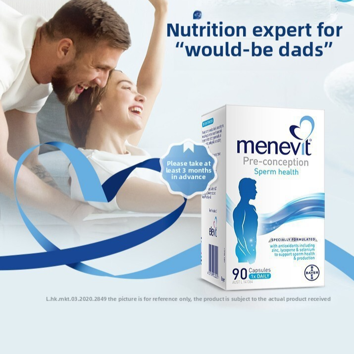 Menevit Pre-Conception Sperm Health Capsules | 90 Capsules with Zinc, Lycopene & Selenium | by Elevit Bayer