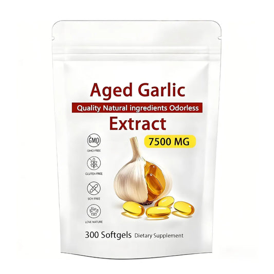 Aged Garlic Extract 7500mg Set of 2 | 2x300 Softgels Odorless GMO Free Gluten Free Dietary Supplement