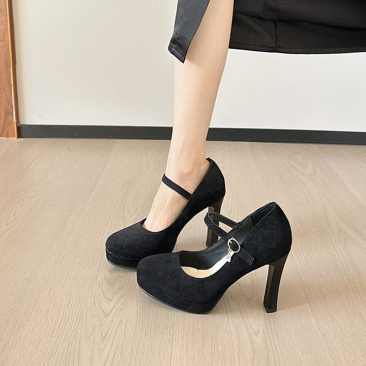 Wine Red Patent Leather Platform Mary Jane Heels | Women's Ankle Strap Buckle Stiletto Pumps | Glossy High Heel Shoes