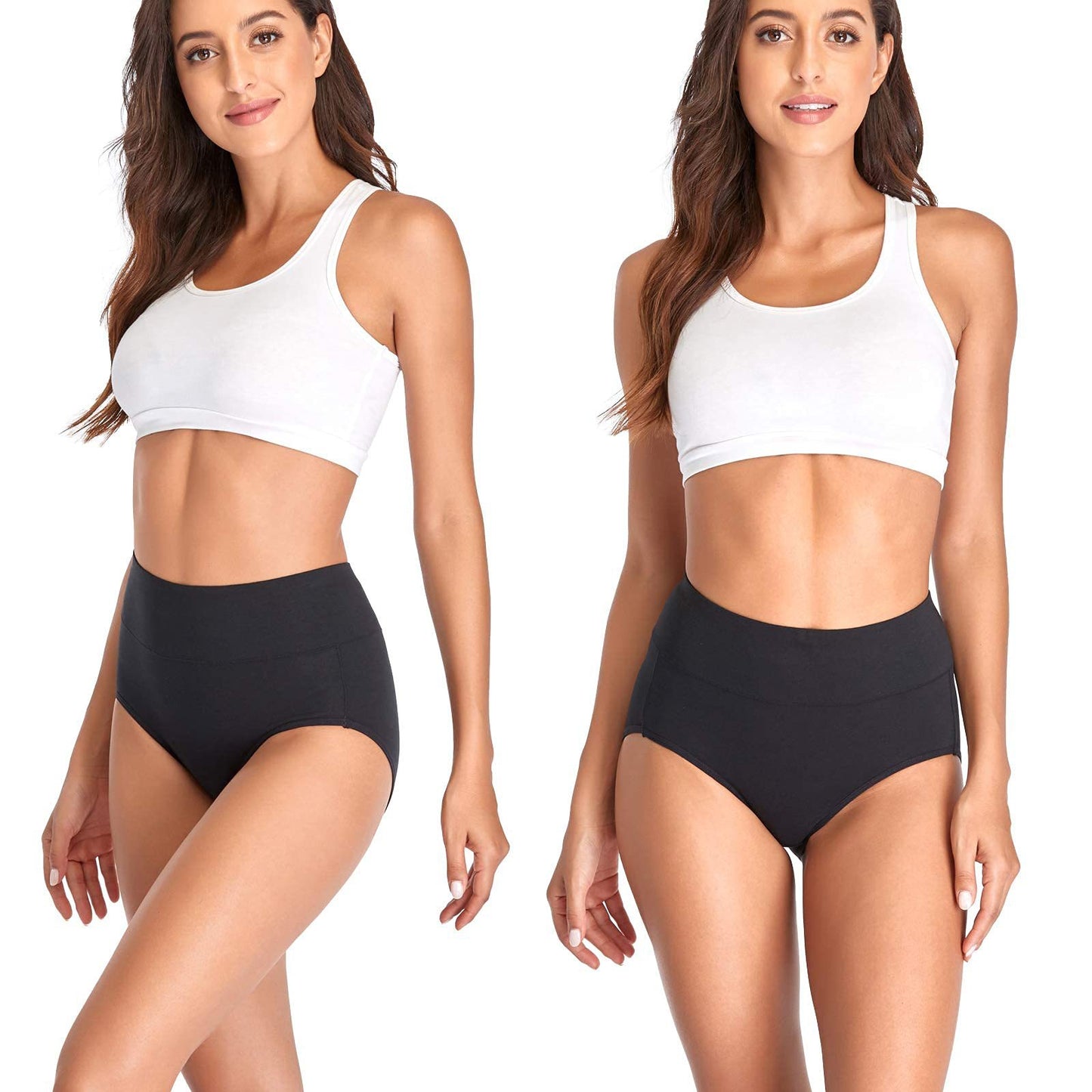 Slip da donna a vita alta in cotone | Mutandine contenitive a copertura totale | Culotte comode grigie | Taglie forti