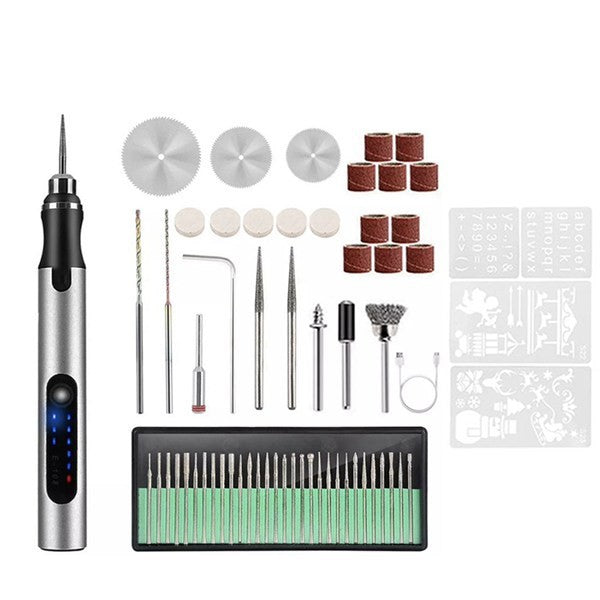 Electric Rotary Tool Kit with 50+ Accessories | Rechargeable Cordless Mini Drill | Engraving, Cutting, Grinding & Polishing Set