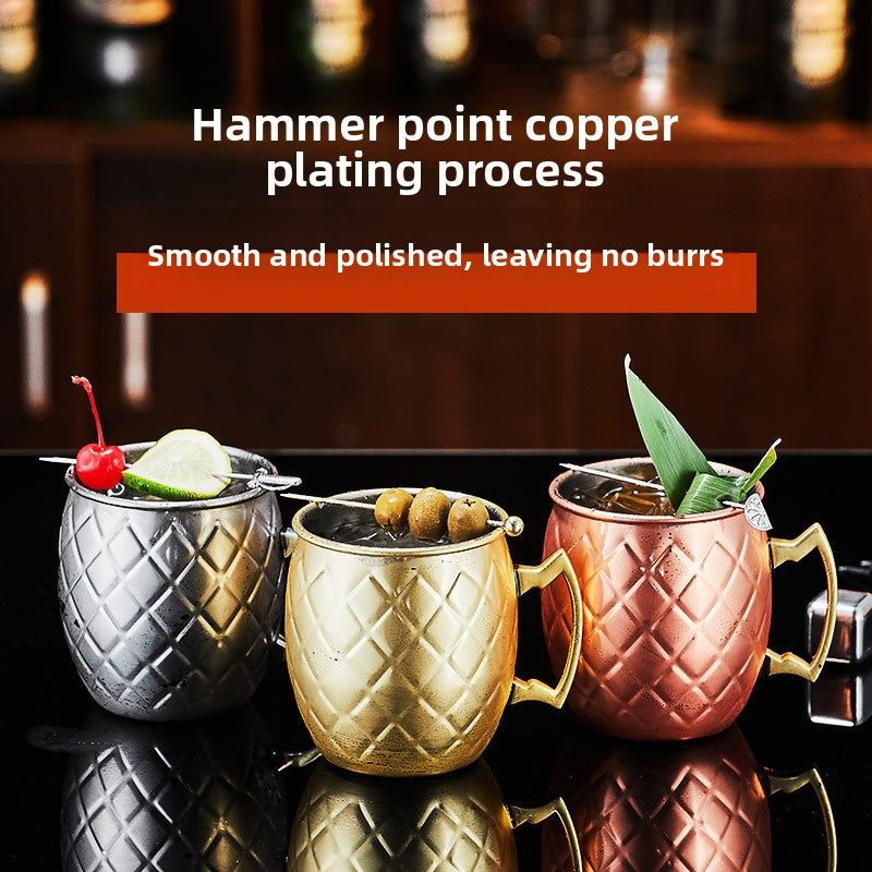 Hammered Moscow Mule Mug | Copper Rose Gold & Black Stainless Steel Cocktail Cup | Premium Bar Drinkware for Home & Party