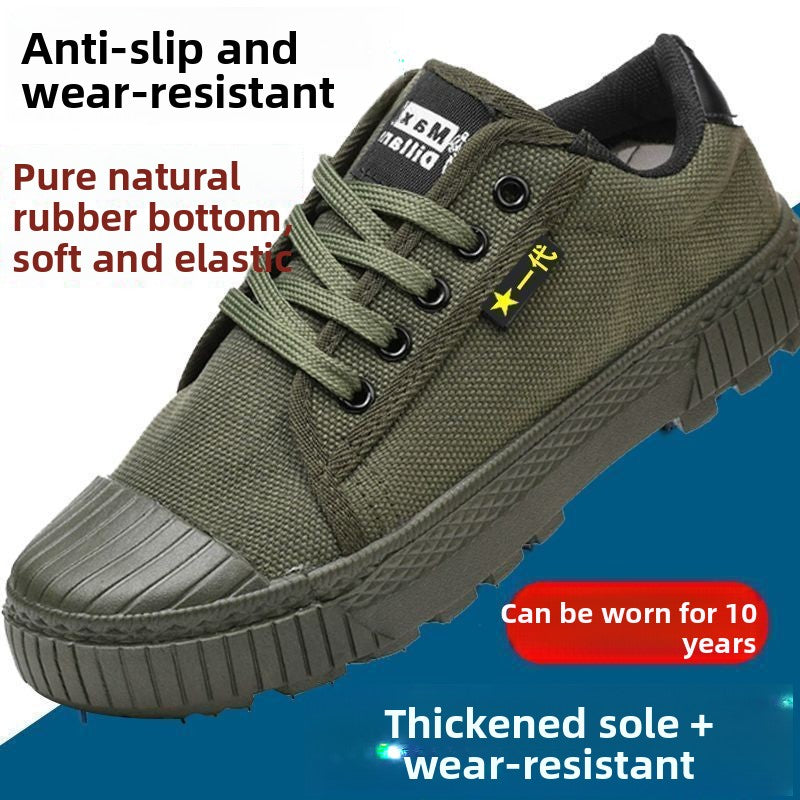 Sneakers tattiche in tela verde militare | Scarpe da lavoro allacciate stile militare | Scarpe da ginnastica da uomo da esterno con suola in gomma resistente