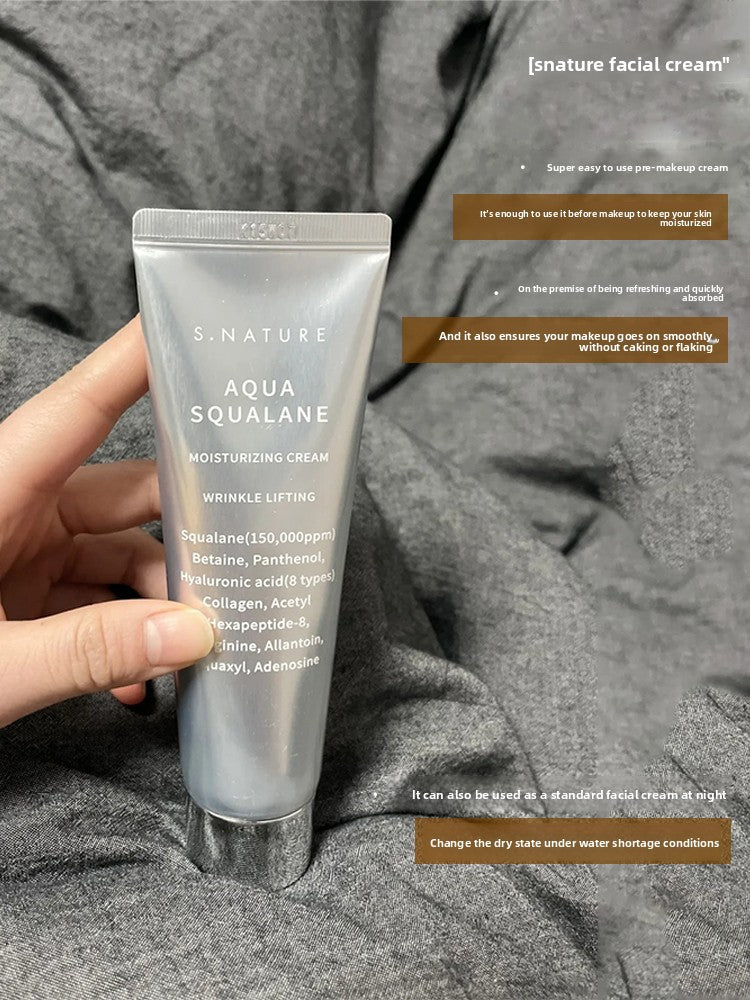 S.Nature Aqua Squalane Moisturizing Cream | Wrinkle Lifting Pre-Makeup Facial Cream | Squalane 150000ppm Hyaluronic Acid 8 Types Collagen Peptide | Refreshing Fast Absorbing Anti-Aging Korean Skincare