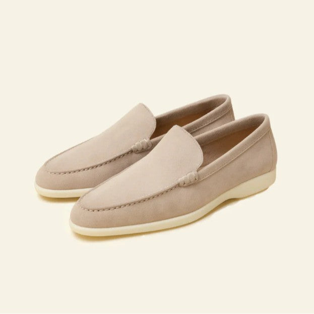 Men's Black Suede Slip-On Loafers | White Rubber Sole Venetian Casual Dress Shoes