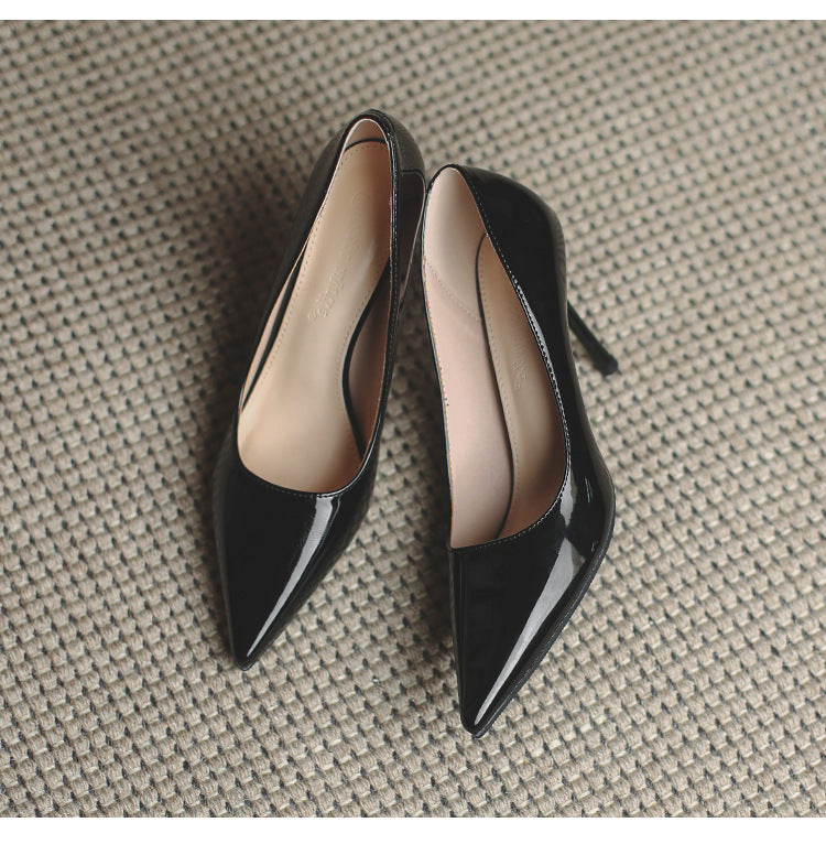 Classic Black Patent Leather Pointed Toe Stiletto Pumps | Timeless High Heels for Women