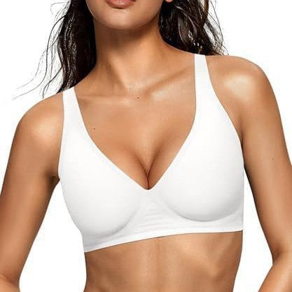 Wireless V-Neck Bralette | Seamless Comfort Everyday Bra for Women - Nude