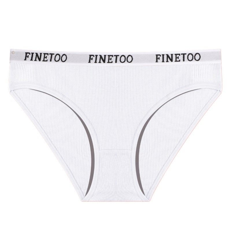 FINETOO 3 PCS Ribbed Cotton Briefs for Women Soft Cheeky Panties Set Logo Waistband Everyday Underwear Black