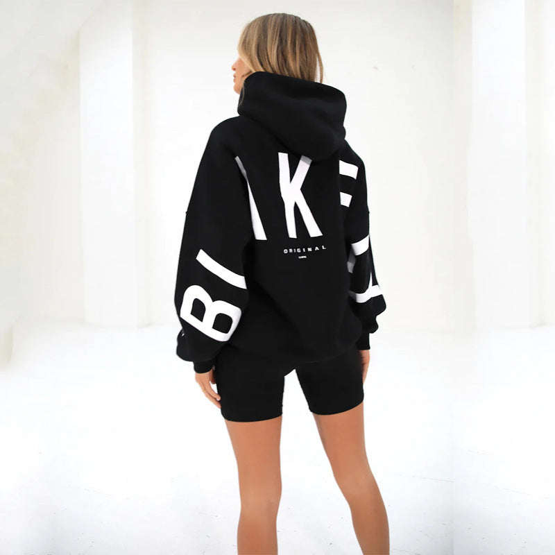 Blakey Originals Oversized Hoodie | Camel Tan Letter Print Pullover | Women's Streetwear Fleece Sweatshirt | Casual Aesthetic Fashion