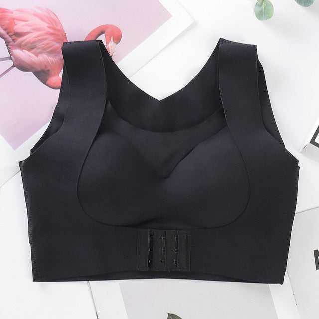 Women's Plus Size Posture Corrector Bra | X-Back Front Clasp Wireless Support Bra | Sizes up to 5XL