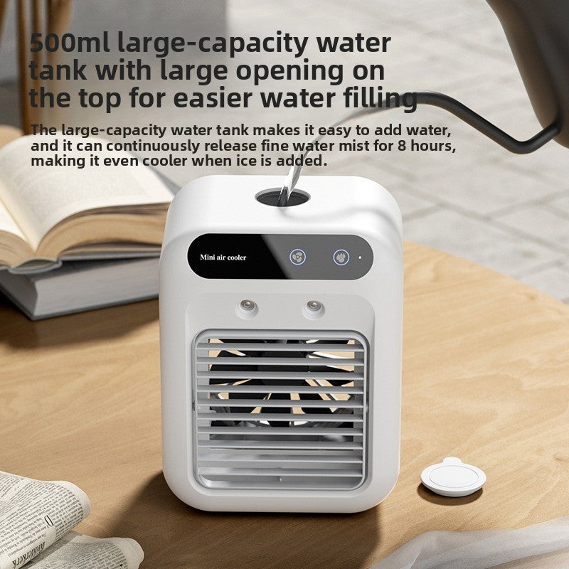 Mini Portable Air Cooler USB Charging Desktop Personal Air Conditioner Fan with Water Cooling Mist for Home Office Bedroom Travel