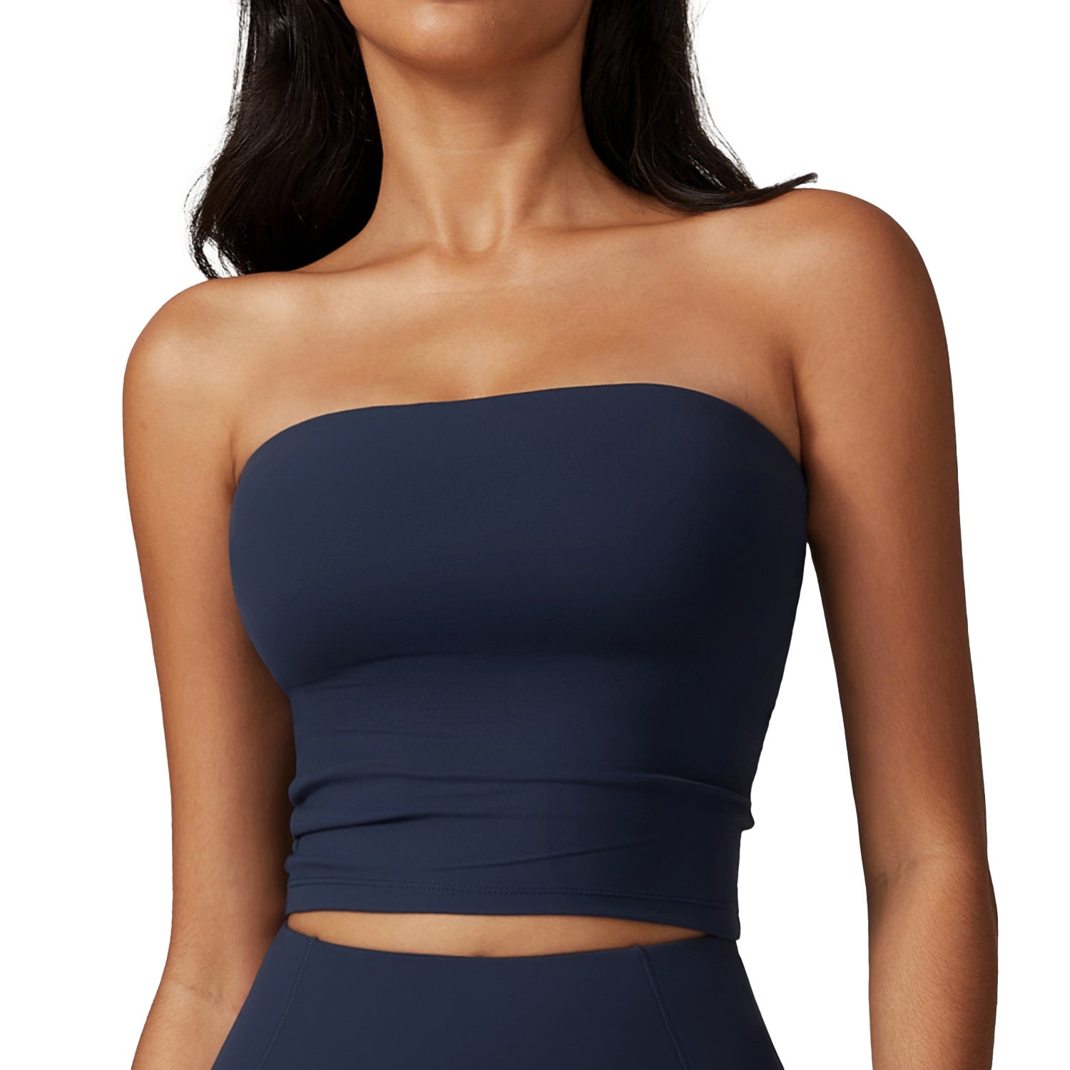 White Seamless Tube Top for Women | Strapless Bandeau Crop Top | Yoga Activewear Going Out Top