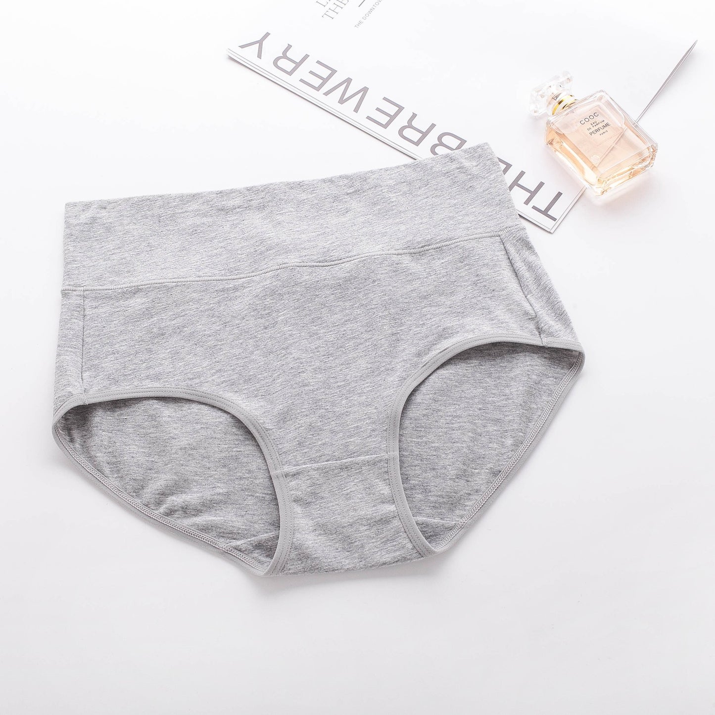 Slip da donna a vita alta in cotone | Mutandine contenitive a copertura totale | Culotte comode grigie | Taglie forti