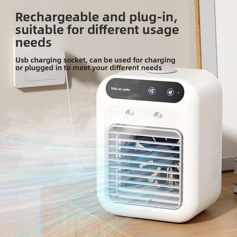 Mini Portable Air Cooler USB Charging Desktop Personal Air Conditioner Fan with Water Cooling Mist for Home Office Bedroom Travel