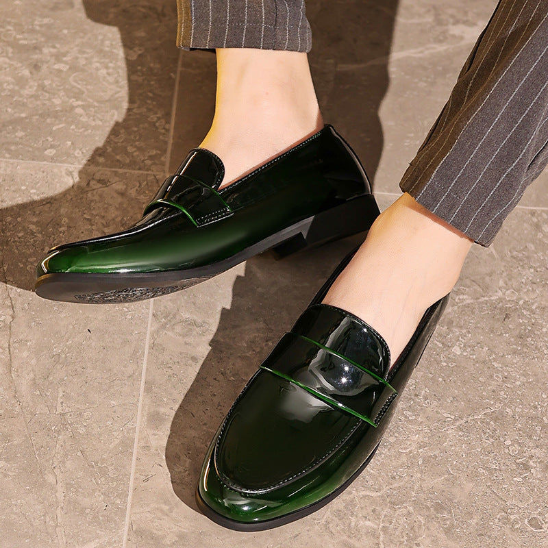 Men's Black Patent Leather & Velvet Loafers | Red Lining Silver Bar Strap Luxury Formal Dress Shoes