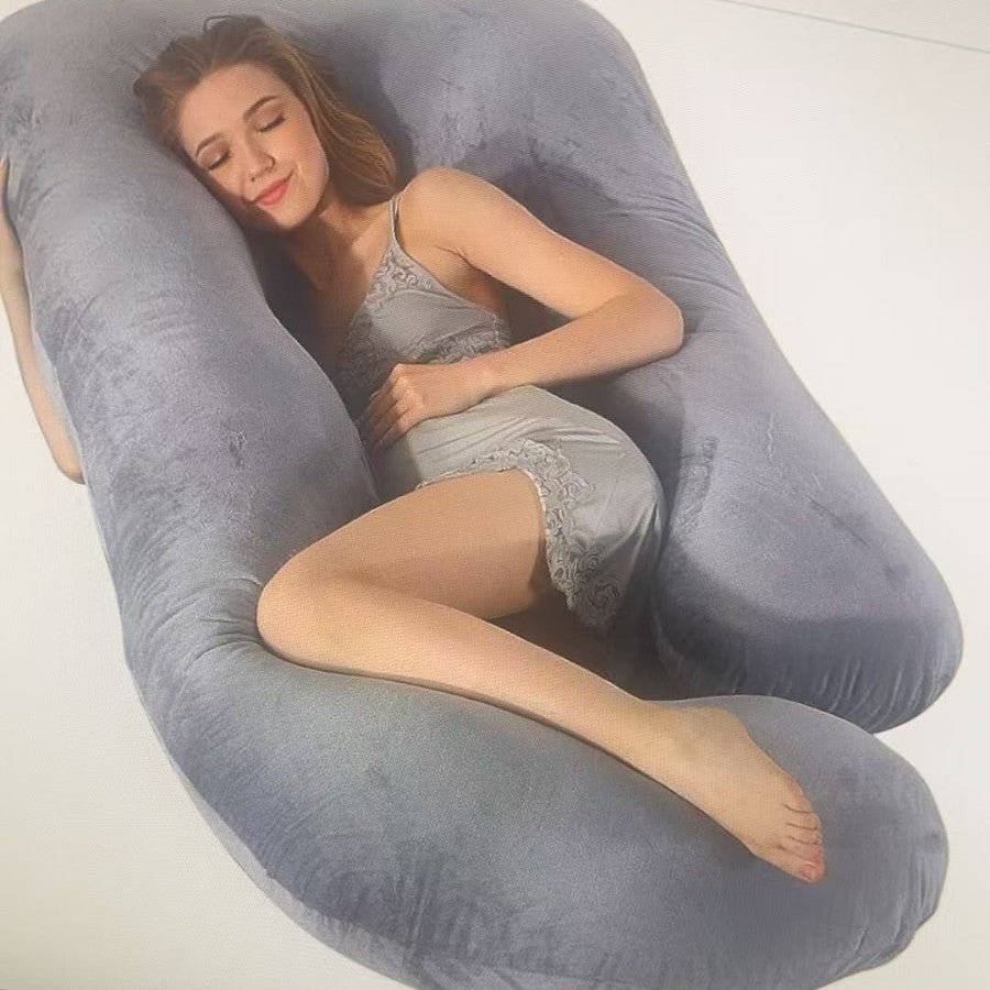 Extra Large U-Shape Full Body Pregnancy Pillow | Navy Blue Plush Velvet Maternity Pillow | Total Head Belly Back Hip Knee Support | Side Sleeper All Trimesters