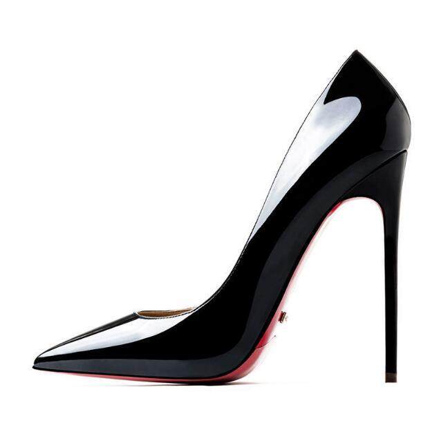 Black Patent Leather Pointed Toe Extreme Stiletto Pumps with Red Sole | The Ultimate Iconic Luxury Power Heels for Women