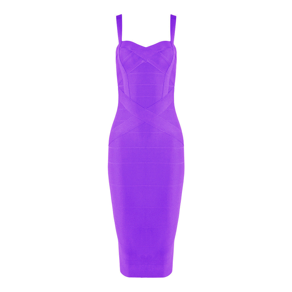 Women's Green Bandage Bodycon Midi Dress | Sweetheart Neck Strappy Sleeveless Club Party Dress | Figure Hugging Evening Wear