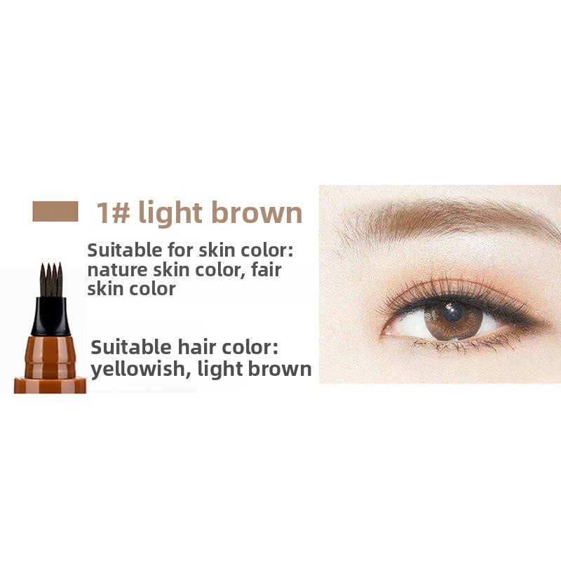 4-Tip Eyebrow Pen Microblading Tattoo Brow Pencil | Waterproof Long Lasting Hair Stroke Effect | Light Brown Dark Brown Black