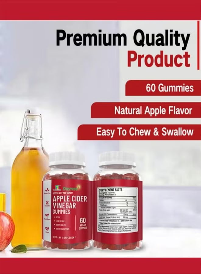 Winstown Daynee Apple Cider Vinegar Gummies 3-Pack – 500mg ACV Per Gummy | 60 Vegan Gummies x3 | Detox, Weight Loss, Digestion & Health Boost