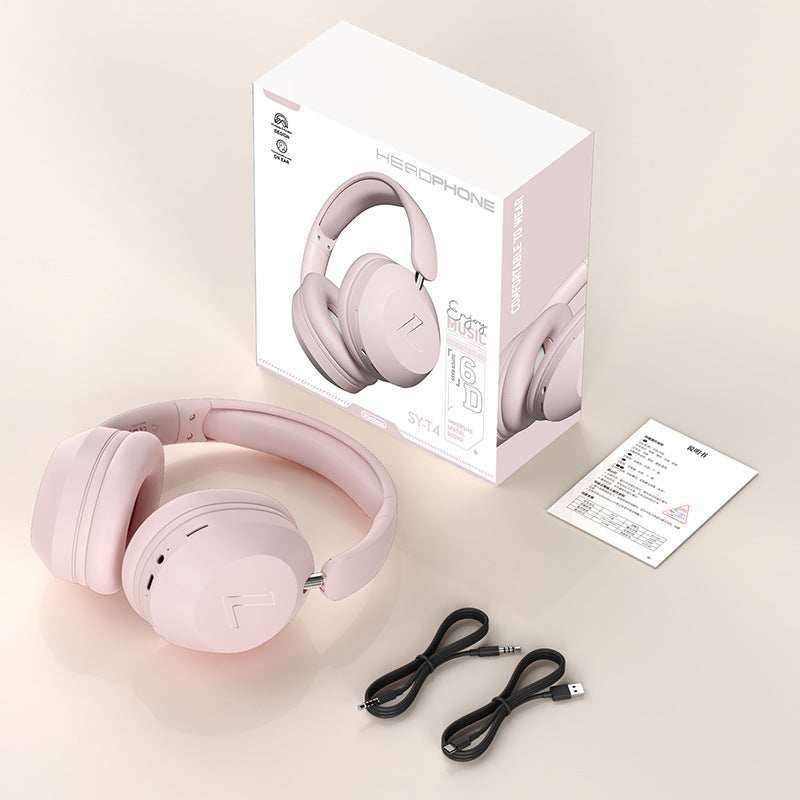 Wireless Bluetooth Over-Ear Headphones 6D Immersive Stereo Sound Foldable On-Ear Headset with Wired Mode USB Charging Cable Mic for Music Gaming Travel School - SY-T4