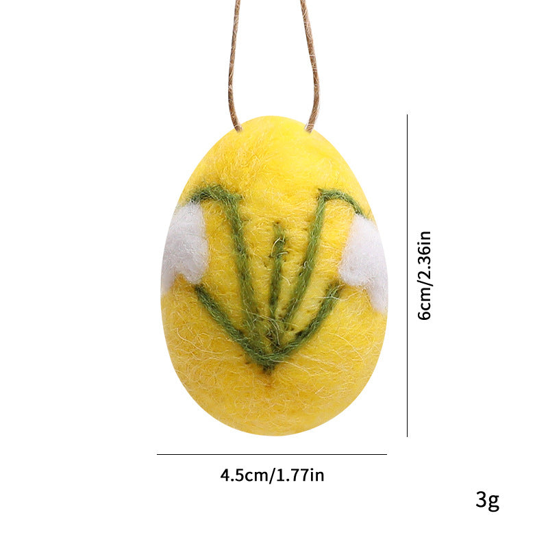 Felt Wool Easter Ornament Set 6pc | Handmade Chick Bee & Flower Egg Hanging Decorations | Spring Tree & Home Decor