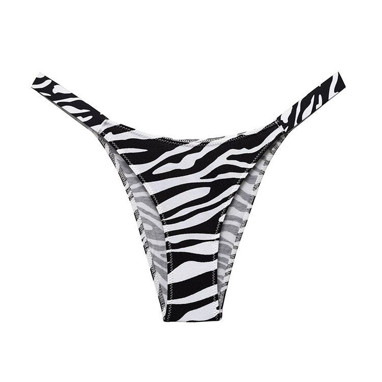 Damen Stringtanga mit Animal-Print, sexy, niedriger Bund, freche Höschen, Zebra-Leopardenmuster, Unterwäsche mit Taillenbund