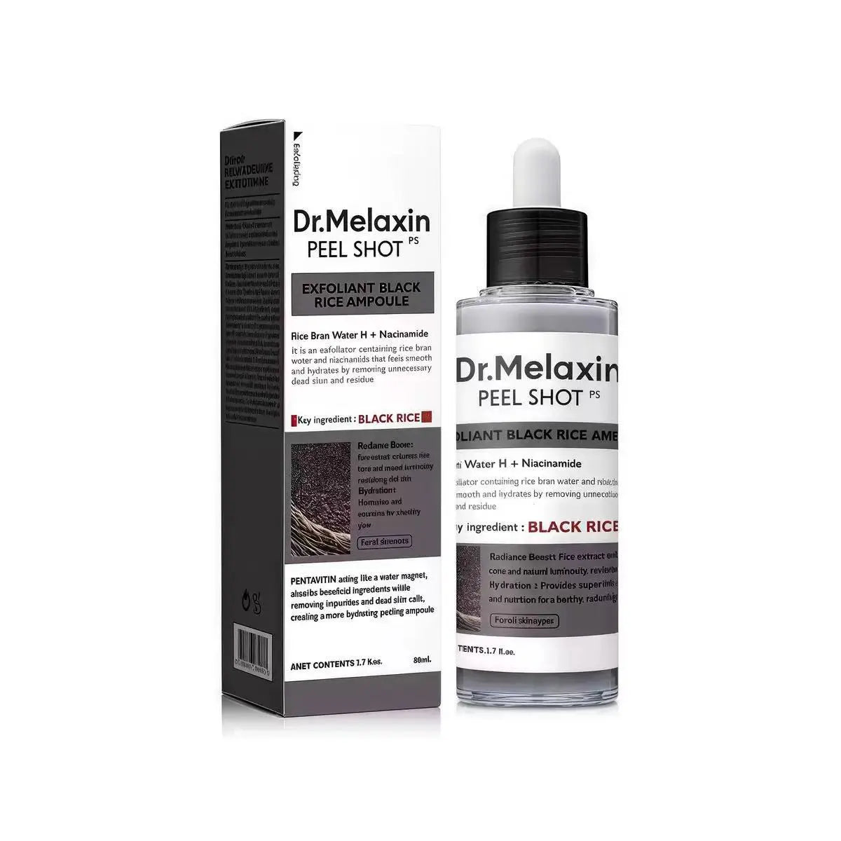 Dr. Melaxin Peel Shot Set of 3 – Rice Ampoule + Kojic Acid Turmeric Serum + Black Rice Ampoule | Exfoliating Facial Serum Bundle | Limited Time Offer