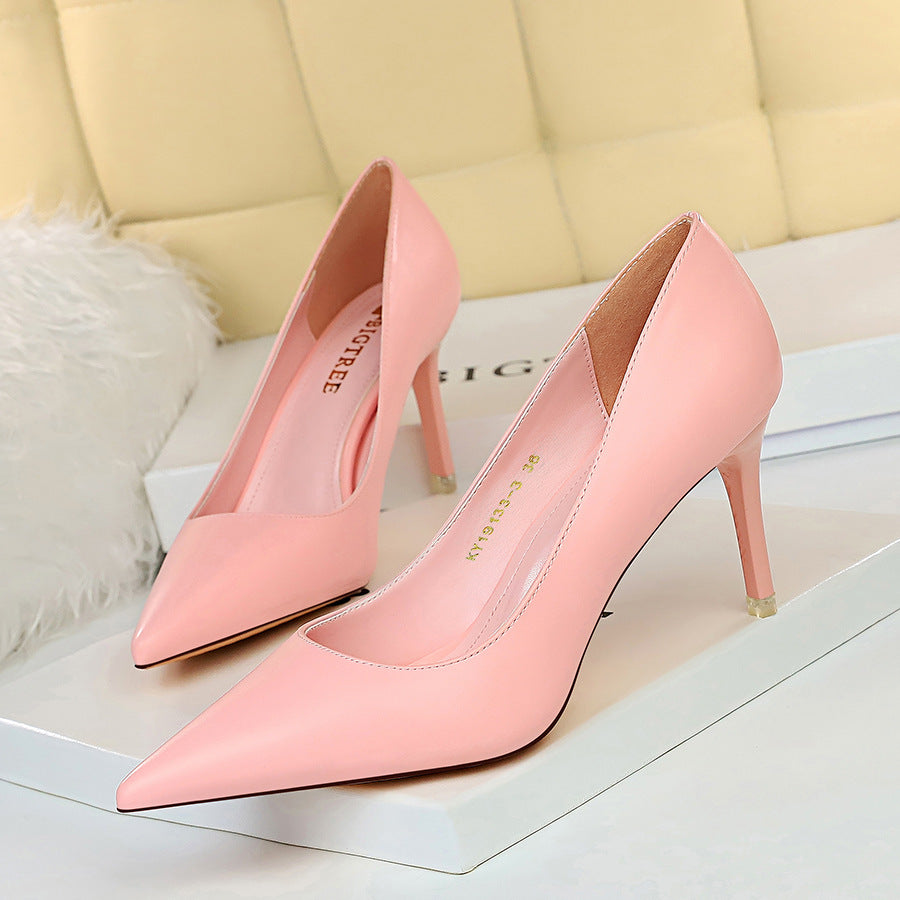 Black Matte Leather Pointed Toe Stiletto Pumps | Women's Classic High Heel Court Shoes