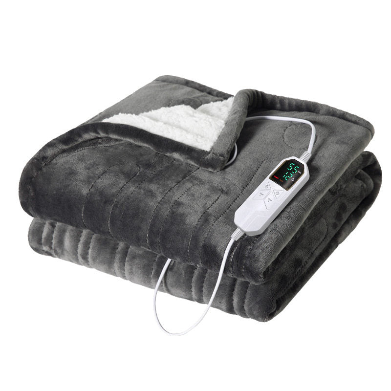 Electric Heated Blanket with LED Digital Controller | Soft Flannel & Sherpa Reversible Throw | Fast Heating, Multiple Heat Settings ? Gray
