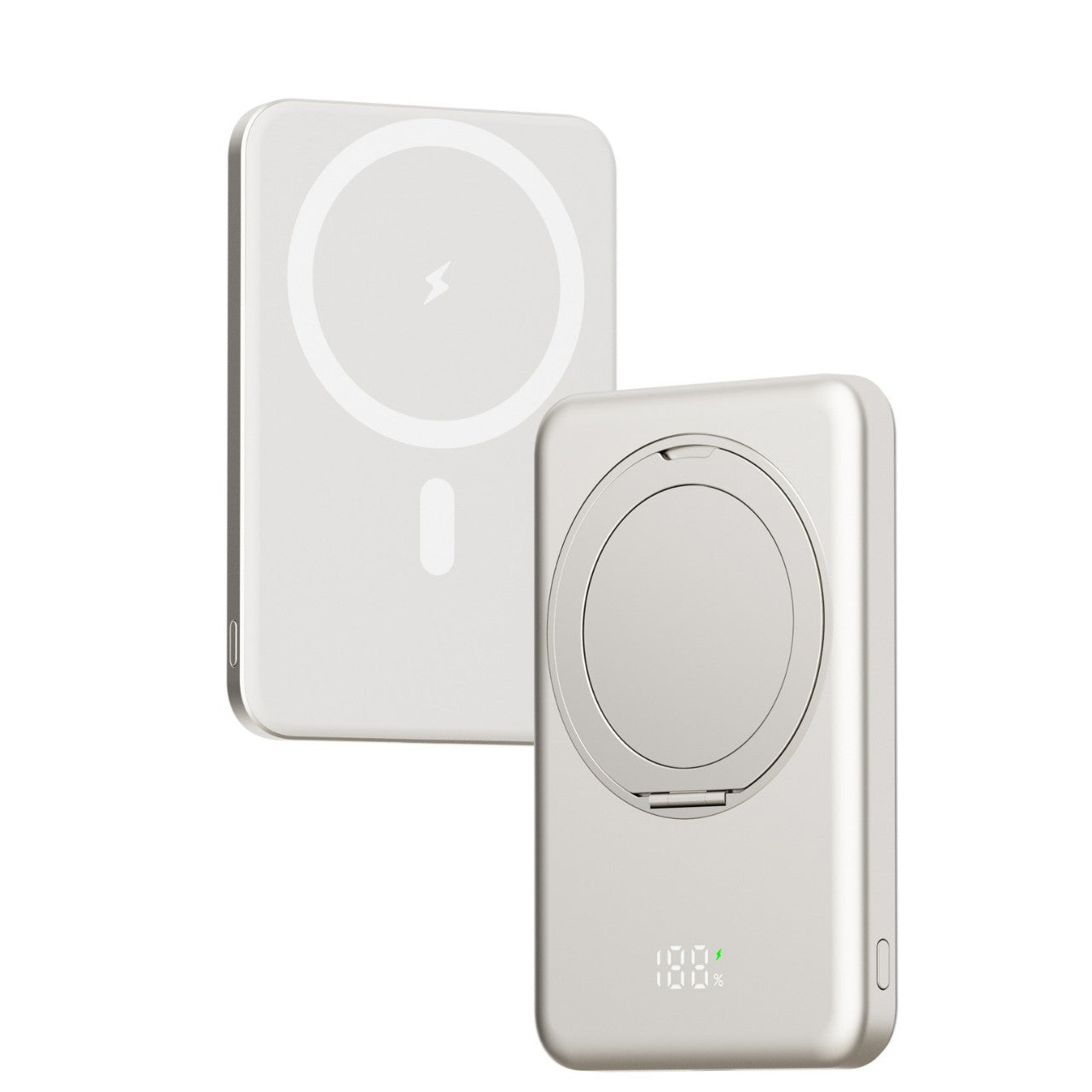 Magnetic Wireless Charging Power Bank with Kickstand & Ring Holder | MagSafe Compatible Portable Charger for iPhone