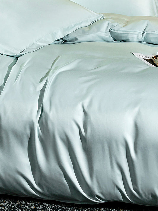 Luxuriöses Satin-Seiden-Bettwäsche-Set | Bettbezug & Kissenbezug in Mintgrün | Weiches, seidig glattes Bettwäsche-Set für Queen und King