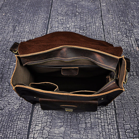 Men's Genuine Crazy Horse Leather Backpack | Vintage Handcrafted Travel Bag with Gold Hardware & Buckle Straps