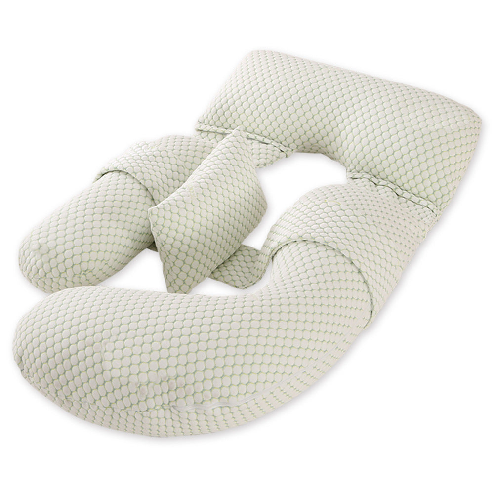 G-Shape Full Body Pregnancy Pillow | Honeycomb Cooling Maternity Pillow with Head Support | Total Belly Back Hip Knee Side Sleeper Cushion | Sage Green