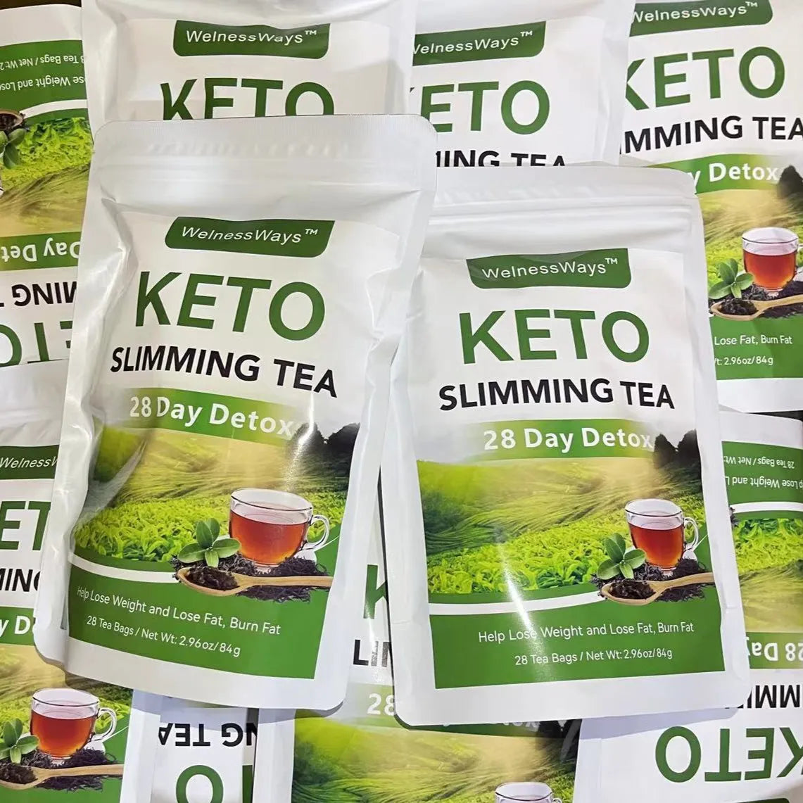 WelnessWays Keto Slimming Tea Set of 3 | 28 Day Detox Weight Loss Tea | Fat Burning Herbal Tea Bags | 3 x 28 Bags