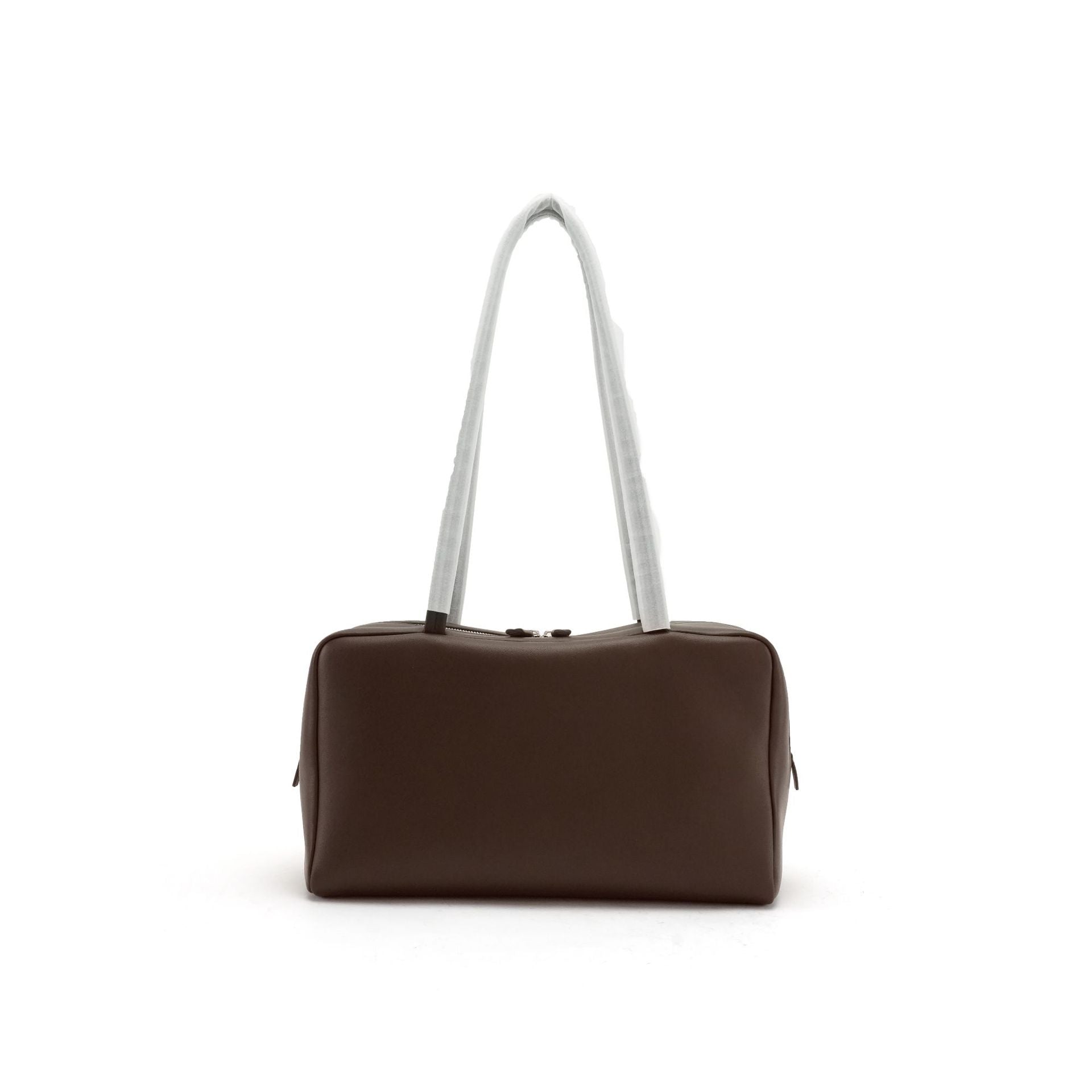 Burgundy Leather Bowling Bag - Wine Red Structured Shoulder Bag with Dual Handles | Classic Box Bag Handbag