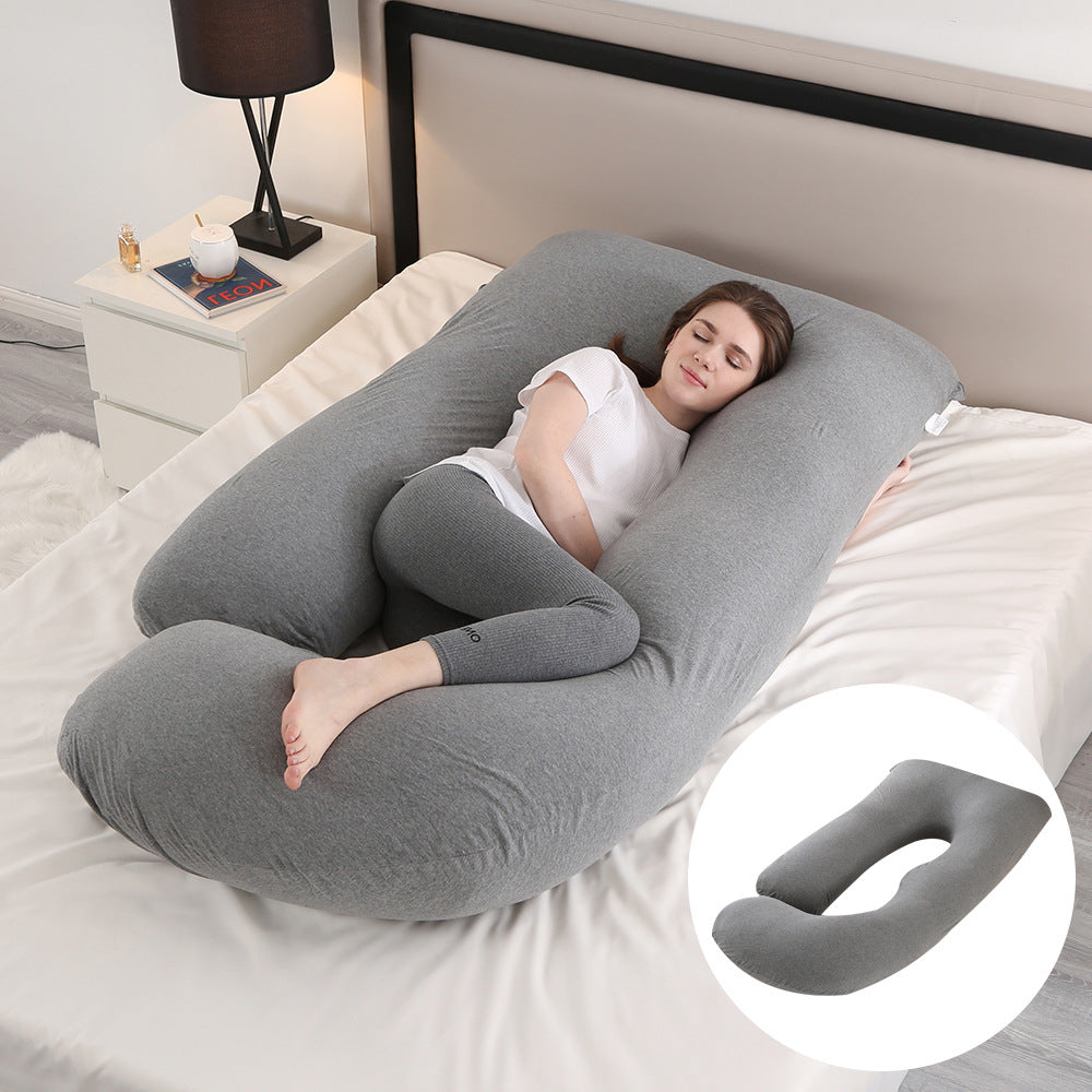 U-Shape Full Body Pregnancy Pillow | Velvet Maternity Body Pillow for Belly Back Hip & Knee Support | Side Sleeper Total Support Cushion | Grey