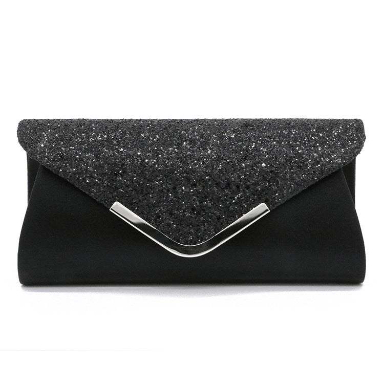 Silver Glitter Envelope Clutch Bag | Sparkly Evening Purse for Wedding & Prom