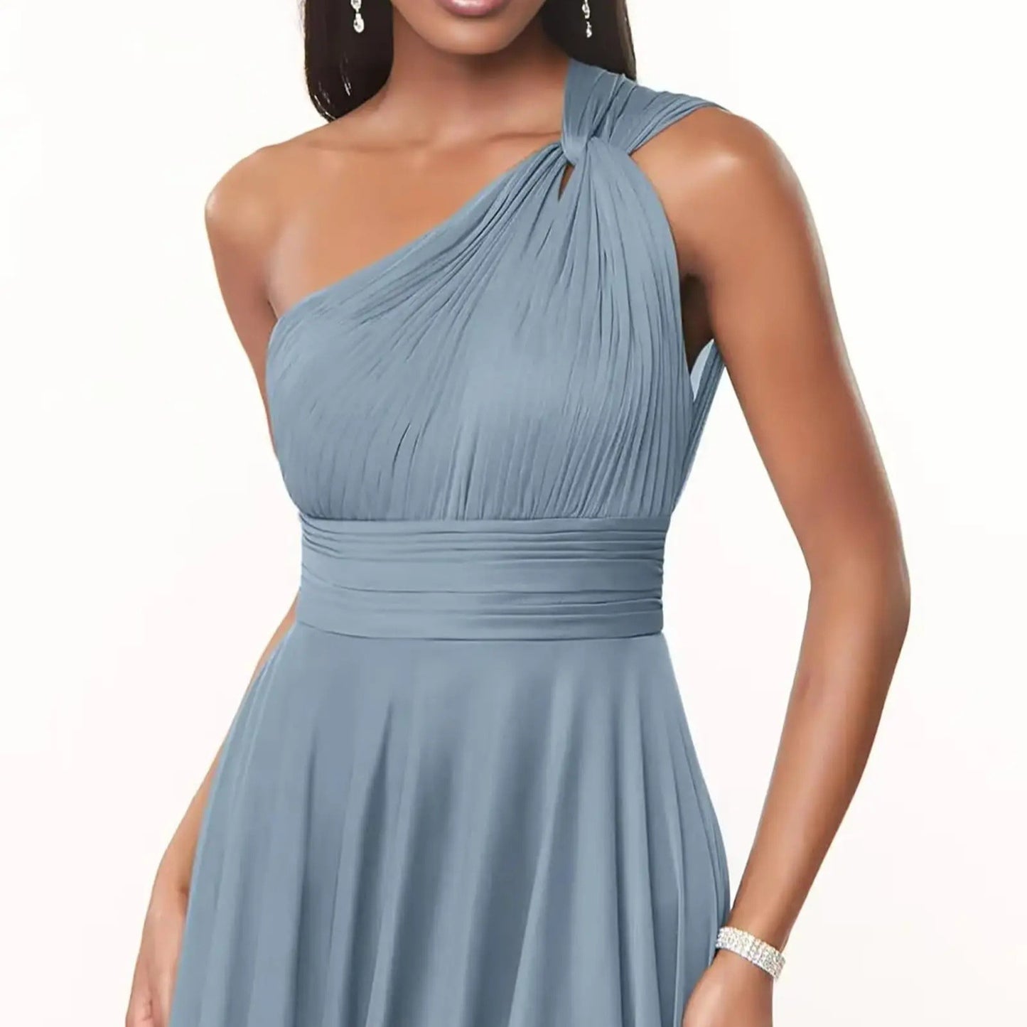 Royal Blue One Shoulder Maxi Dress | Women's Ruched Waist A-Line Formal Evening Gown